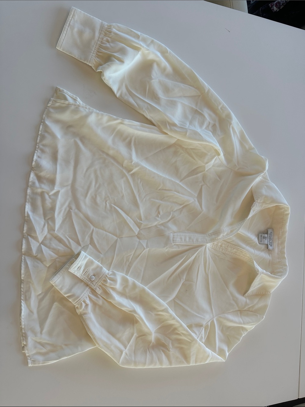 Rachel Zoe Cream V-Neck Long Sleeve Blouse